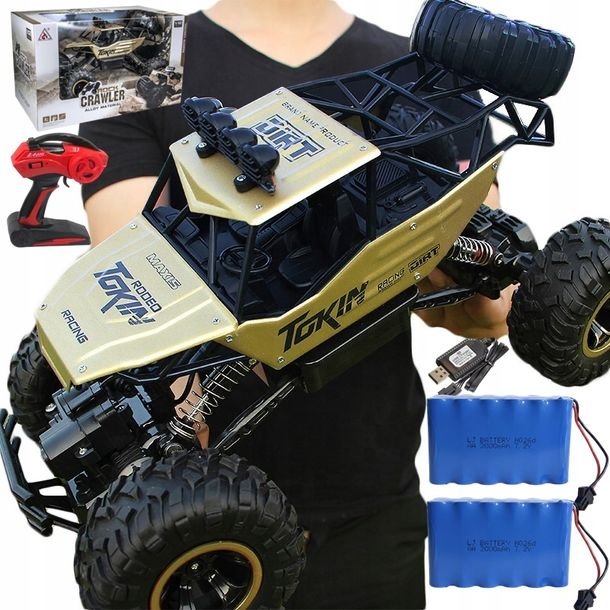 Duży Samochód Zdalnie Sterowany Auto Rc Metal Terenowy 4x4 2 X Akumulator