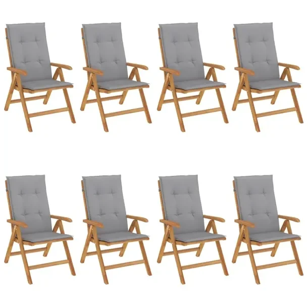 Rozkładane Krzesło Ogrodowe z Drewna Tekowego, 60x74,5x104 cm, Szara Podu