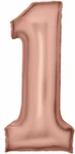 Balony i akcesoria - Balon foliowy satynowy cyfra 1 różowe złoto - 86 cm - 1 szt. - miniaturka - grafika 1