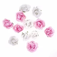 Scrapbooking - RÓŻE PAPIEROWE, 12 SZT., BIAŁE, RÓŻOWE - miniaturka - grafika 1
