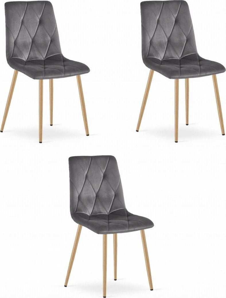 Leobert Krzesło LIBRA - ciemny szary aksamit / nogi kolor drewna x 3