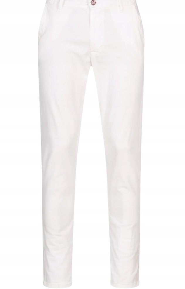 INDICODE JEANS BIAŁE CASUAL CHINOSY Z LENEM I BAWEŁNĄ S 1RŁA
