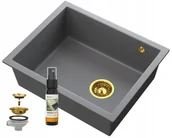 Zlewozmywaki - Granitan Szary Podblatowy Zlew Złoty Salix Podwieszany - miniaturka - grafika 1