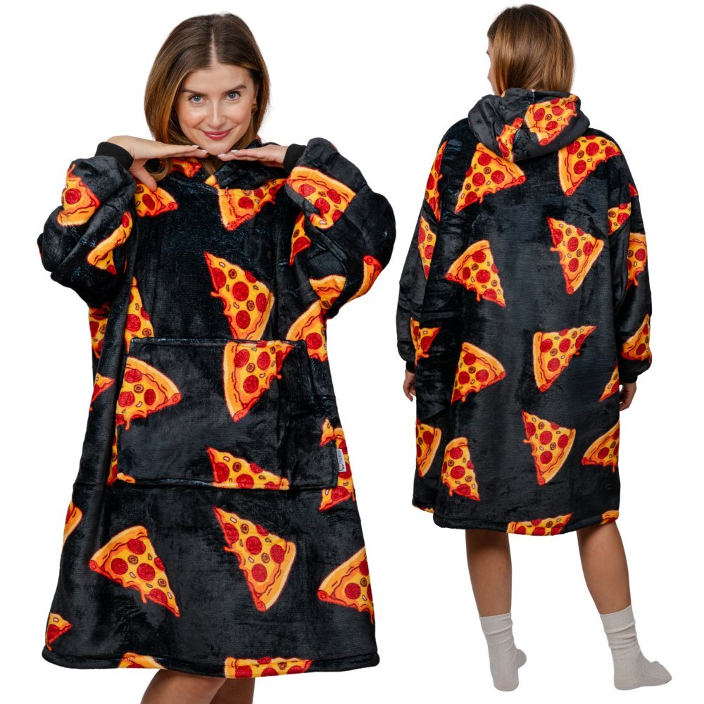KOC BLUZA Oversize Ciepła Gruba KOCOBLUZA 2w1 XXL PIZZA Futrzak [KB-W47]