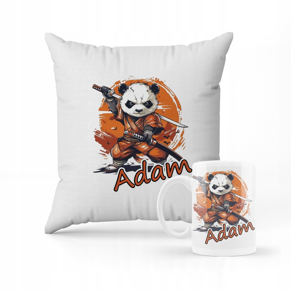 ZESTAW PODUSZKA + KUBEK PREZENT DLA DZIECKA KUNG FU PANDA ZWIERZAK + IMIĘ