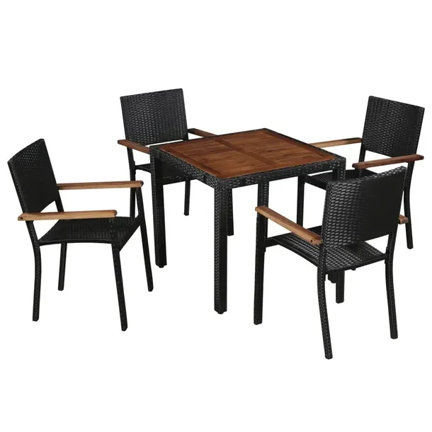 Zestaw mebli ogrodowych Polirattan 5 elementowy, brązowo-czarny, 80x80x75c