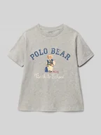 Koszulki dla chłopców - T-shirt z nadrukiem z logo i okrągłym dekoltem - miniaturka - grafika 1