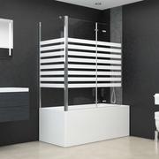 Kabiny prysznicowe - vidaXL Parawan na wannę, 120x68x130 cm, szkło hartowane, w paski - miniaturka - grafika 1