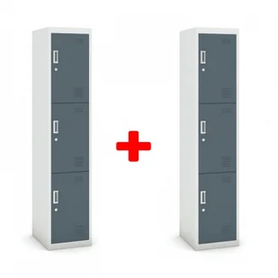 B2B Partner Szafka 3-drzwiowa, zamek cylindryczny, 1800 x 380 x 450 mm, szary/ciemnoszary, 1+1 GRATIS 485028 - Szafy biurowe - miniaturka - grafika 2