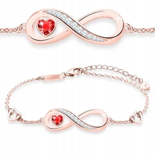 Bransoletka Pozłacana Czerwona Cyrkonia Serce z Nieskończonością SREBRO 925 - Bransoletki Bransoletka Pozłacana Czerwona Cyrkonia Serce z Nieskończonością SREBRO 925 - Bransoletki - miniaturka - grafika 1