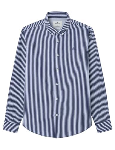 SPRINGFIELD Poplin koszula męska w paski popelina, Granatowy, XL