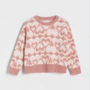 Swetry dla dziewczynek - Reserved - Żakardowy sweter - Różowy - miniaturka - grafika 1