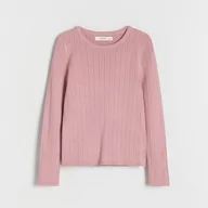 Swetry dla dziewczynek - Reserved - Prążkowany sweter - Różowy - miniaturka - grafika 1