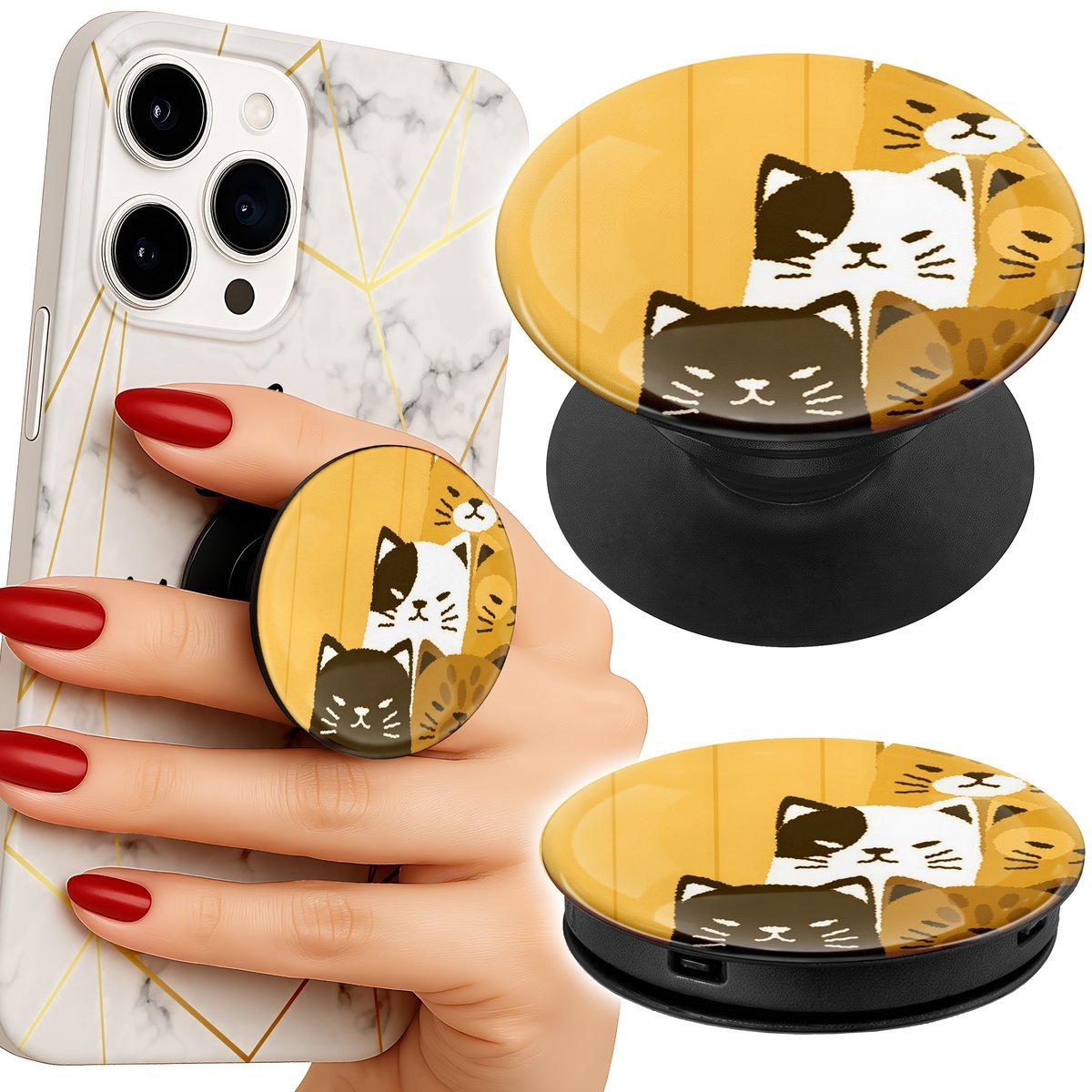 Uchwyt do telefonu Popsocket na palce/stojak LOVE CAT WZORY Z KOTAMI