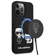 Etui i futerały do telefonów - Karl Lagerfeld nakładka do IPhone 13 Pro Max KLHMP13XSSKCK czarna hard case Silicone Karl & Choupette Magsafe - miniaturka - grafika 1