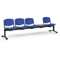 Inne meble biurowe - Euroseat Plastikowa ławka ISO, 4-siedziska + stolik, czarne nogi 300250 - miniaturka - grafika 1