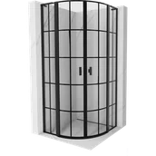 Kabiny prysznicowe - Mexen Mist L kabina prysznicowa półokrągła uchylna 90 x 90 cm, czarna kratka, czarna - 8A32L-090-090-70-77 - miniaturka - grafika 1