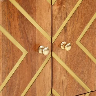 Szafka, brązowo-czarna, 60x33,5x75 cm, lite drewno mango  Lumarko! - Szafki do salonu - miniaturka - grafika 9