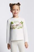 Bluzki dla dziewczynek - Mayoral longsleeve bawełniany dziecięcy kolor beżowy - miniaturka - grafika 1