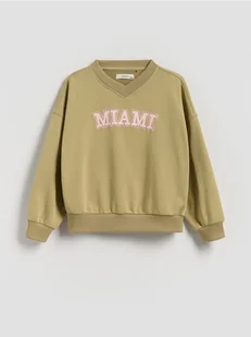 Reserved - Bluza z wypukłym napisem - oliwkowy - Bluzy dla dziewczynek - miniaturka - grafika 1