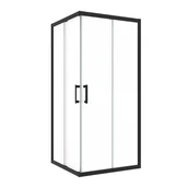 Kabiny prysznicowe - Kabina prysznicowa kwadratowa Easy 80 x 80 x 190 cm czarna Sensea a - miniaturka - grafika 1