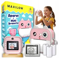 Aparaty natychmiastowe - Aparat natychmiastowy Maxilow Drukuś 2.0 Różowy + 3 Rolki - miniaturka - grafika 1