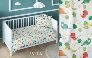 Pościel bawełniana 160x200 dinozaury biała kolorowa dziecięca zapinana na suwak KARO Bawełna Max - Pościel dla dzieci - miniaturka - grafika 1