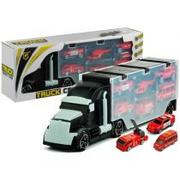 Samochody i pojazdy dla dzieci - Lean Toys Czarna ciężarówka z 6 autkami jeżdżąca walizka - miniaturka - grafika 1