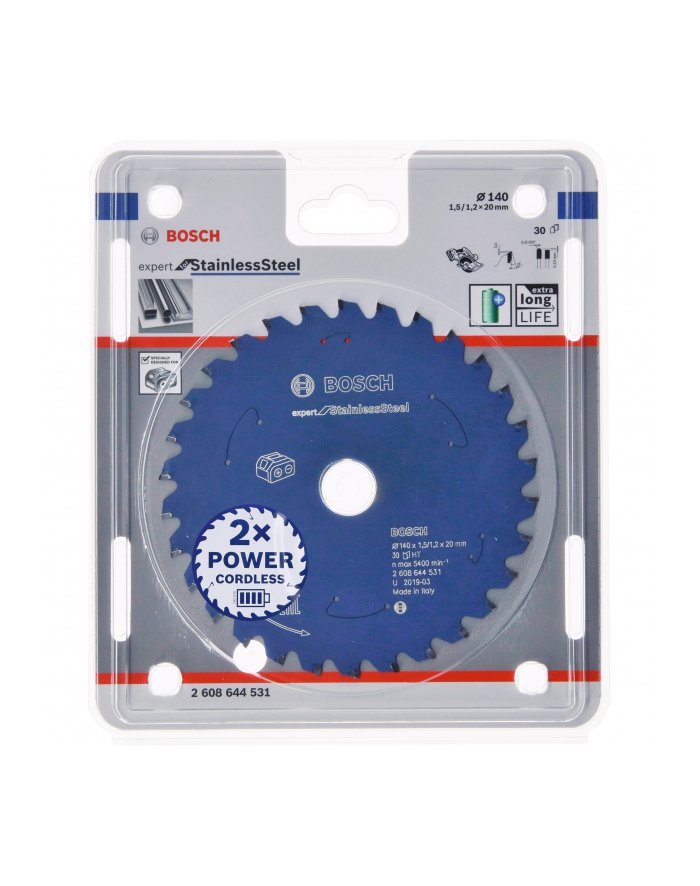 Bosch circular saw blade Expert for Stainless Steel, 140mm, 30Z bore 20mm