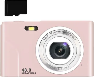 INF Aparat cyfrowy 48 MP, 1080p FHD, 16-krotny zoom, karta pamięci 32 GB Różowy - Aparaty Cyfrowe - miniaturka - grafika 1