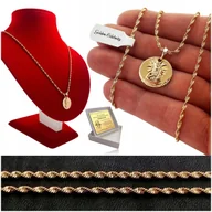 Biżuteria dla dzieci - ZŁOTY ŁAŃCUSZEK MEDALIK MATKA BOSKA 18K PREZENT NA KOMUNIĘ CHRZEST + GRAWER - miniaturka - grafika 1