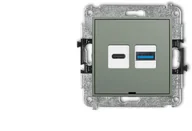 Gniazdka elektryczne - Karlik MINI Mechanizm ładowarki USB podwójnej USB C + USB A, 20W max. szałwiowy 61MCUSBBO-8 - miniaturka - grafika 1