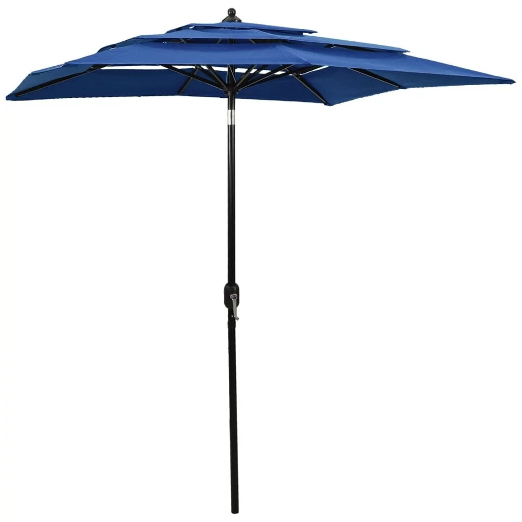 vidaXL 3-poziomowy parasol na aluminiowym słupku, lazurowy, 2x2 m vidaXL
