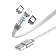 Kable USB - REMAX Flag magnetyczny kabel USB + zestaw końcówek Lightning / USB Typ C/ Micro USB 2.1A 1m biały (RC-169th) - miniaturka - grafika 1