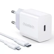 Ładowarki do telefonów - Choetech Choetech ładowarka sieciowa USB Typ C 20W Power Delivery + kabel USB Typ C - Lightning 1,2m biały (PD5005) PD5005 - miniaturka - grafika 1