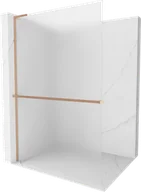 Ścianki i drzwi prysznicowe - Mexen Kioto+ L ścianka prysznicowa z półką Walk-in 120 x 200 cm, szron, miedź szczotkowana - 800-120-123-65-30 - miniaturka - grafika 1