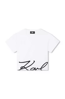 Koszulki dla dziewczynek - Karl Lagerfeld t-shirt bawełniany dziecięcy kolor biały z nadrukiem - grafika 1
