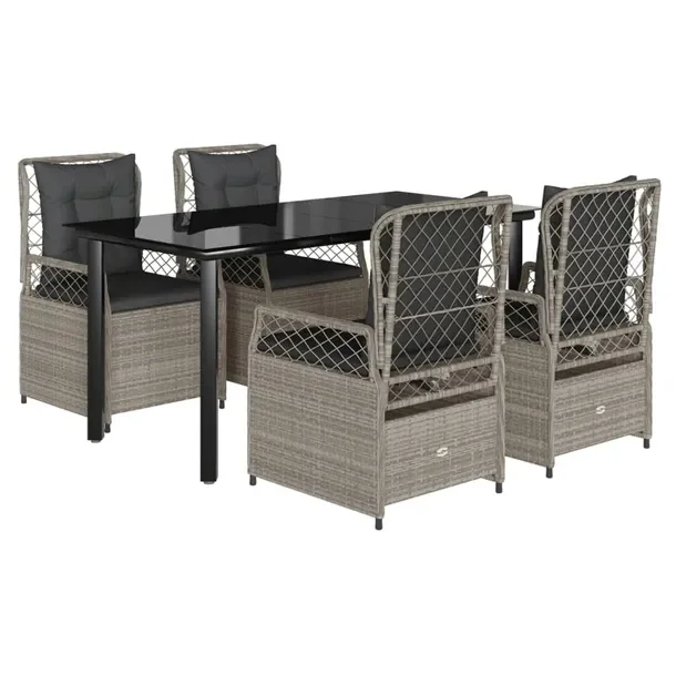 Zestaw mebli ogrodowych rattan PE 160x80 czarny/jasnoszary