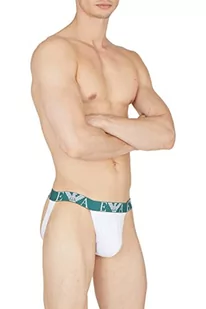Emporio Armani męski pasek jock, White/Navy Blue, M - Paski - miniaturka - grafika 1