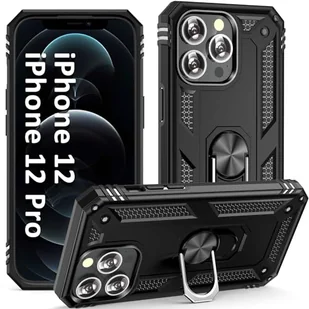 ADDIT Etui na telefon iPhone 12/iPhone 12 Pro, etui ochronne klasy wojskowej iPhone 12 Pro pokrowiec z pierścieniem uchwyt samochodowy podpórka do iPhone'a 12/iPhone 12 Pro 6,1 cala - czarne - Etui i futerały do telefonów - miniaturka - grafika 1