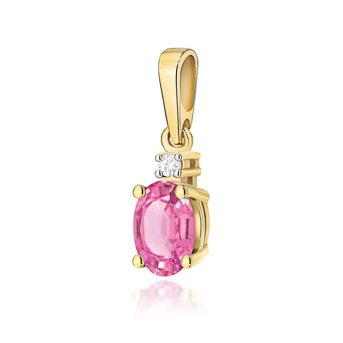 Złota zawieszka / wisiorek Różowy Topaz 0,50ct żółte złoto pr. 585