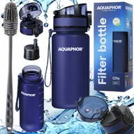 Butelki filtrujące - Zestaw szczoteczka + Butelka filtrująca AQUAPHOR CITY granatowa 0,35l - miniaturka - grafika 1