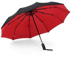 ER4 PARASOL AUTOMATYCZNY DWUWARSTWOWY DUŻY WODOODPORNY SKŁADANY CZERWONY XL