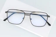 Okulary korekcyjne, oprawki, szkła - Okulary pilotki zerówki filtr Blue Light do komputera 2560-5 - miniaturka - grafika 1