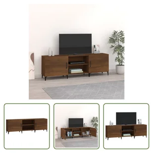The Living Store szafka pod telewizor brązowa dąb 150x30x50 cm materiał drewnopochodny - Szafki RTV - miniaturka - grafika 1