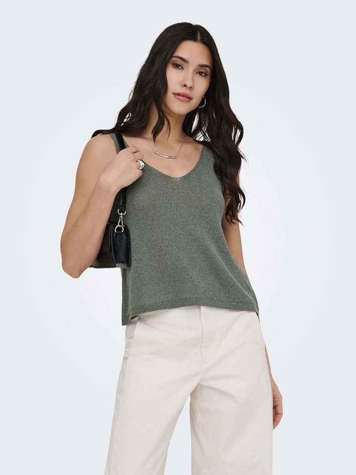 JDY Top dzianinowy w kolorze khaki