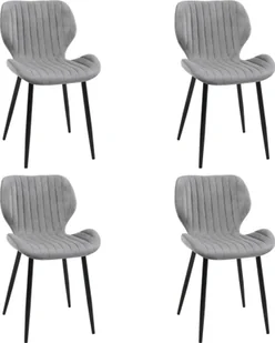 Fabryka Mebli Akord 4x Welurowe krzesło tapicerowane pikowane glamour SJ.17 Szare - Krzesła - miniaturka - grafika 1