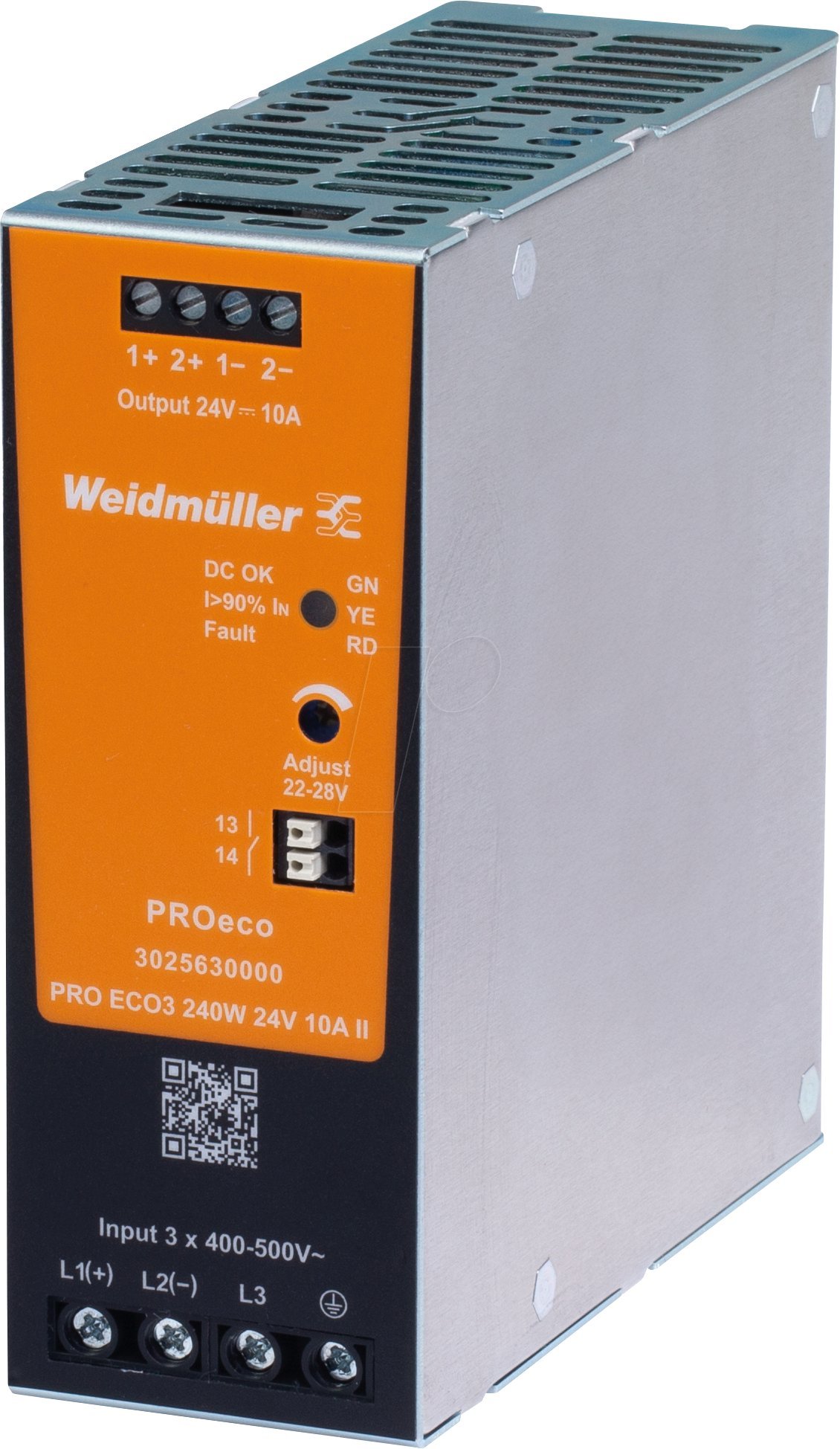 Przetwornica Weidmuller Zasilacz impulsowy trójfazowy 400-500V AC / 24V DC 240W 10A PRO ECO3* gen2 3025630000