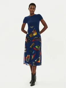 Desigual Sukienka codzienna MONSIEUR CHRISTIAN LACROIX Lin 24SWVK47 Niebieski Regular Fit - Sukienki - miniaturka - grafika 1