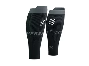 COMPRESSPORT Opaski kompresyjne na łydki R2V3 OXYGEN black steel grey - Pozostały sprzęt i akcesoria do ćwiczeń - miniaturka - grafika 1